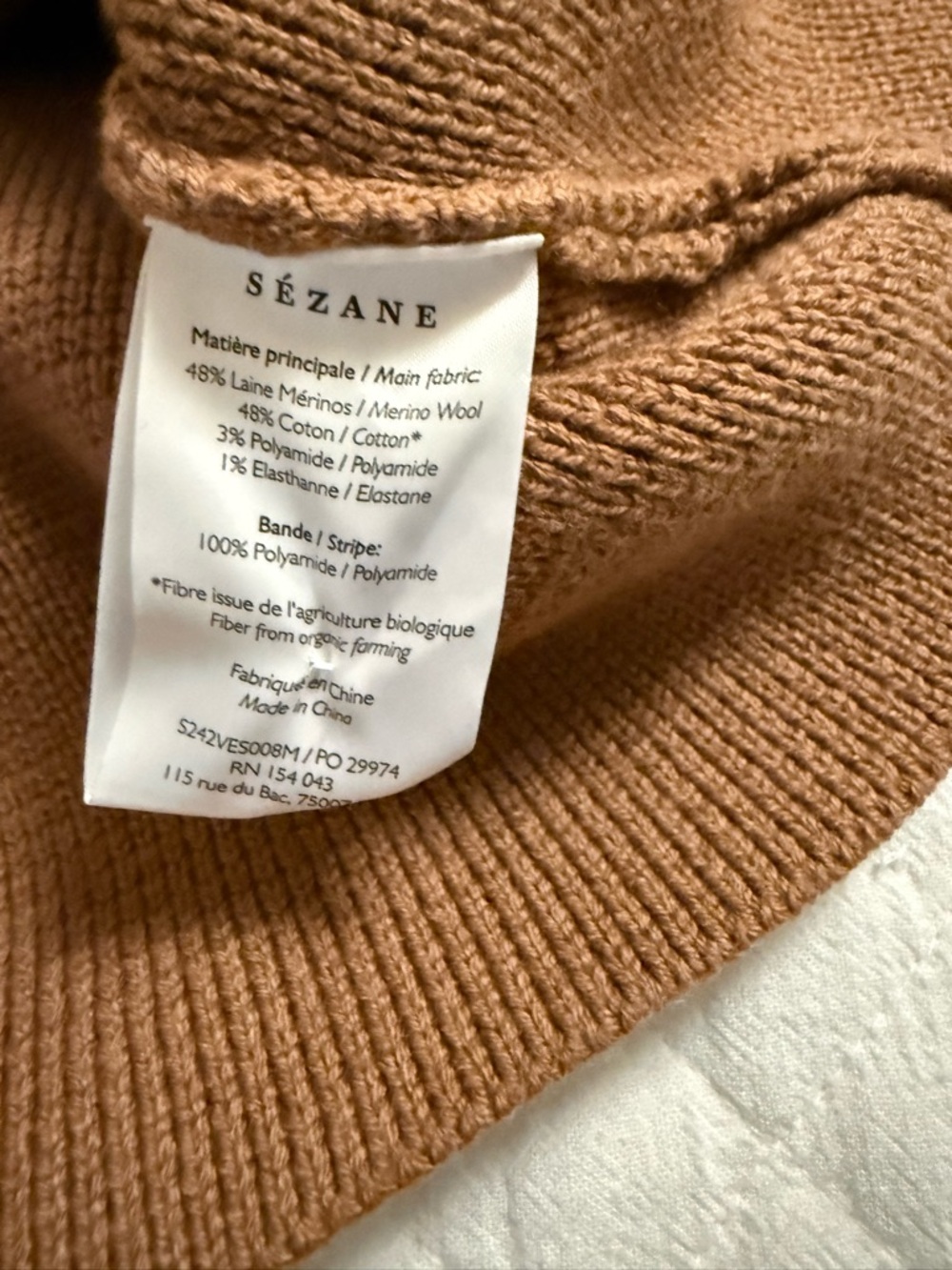 Sezane Valerio Wool Cotton Blend Cardigan in Camel Size Medium EUC - Picture 5 of 16